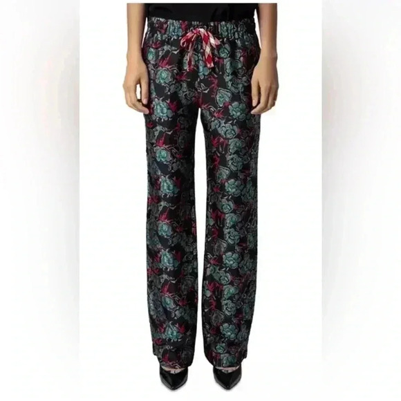 Zadig & Voltaire Pants - Zadig & Voltaire Women’s “Pomy Jaquard Thunder” Black Floral Pants Size XS/34